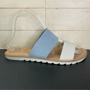 Sorel Ella 2 Slide Sandals Women's Size 7 Shoes Blue White Leather NL4662-461